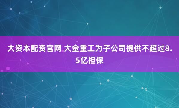 大资本配资官网 大金重工为子公司提供不超过8.5亿担保