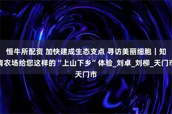 恒牛所配资 加快建成生态支点 寻访美丽细胞｜知青农场给您这样的“上山下乡”体验_刘卓_刘柳_天门市