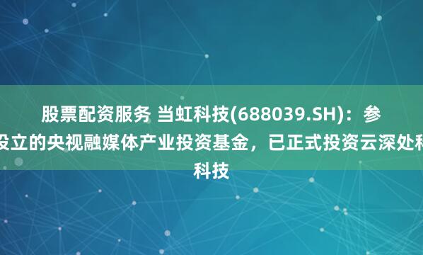 股票配资服务 当虹科技(688039.SH)：参与设立的央视融媒体产业投资基金，已正式投资云深处科技